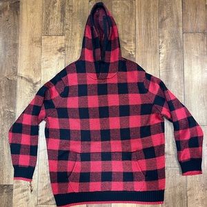 American Eagle Plaid Knit Hoodie Sweatshirt - XXL